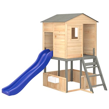 Yolola Spielturm mit Rutsche, Gartenhaus Kinder Spielturm mit Rutsche,Outdoor Kinder Spielturm mit Sandkasten,Spielhaus Kinder Outdoor mit Rutsche,Massives Tannenholz - 2