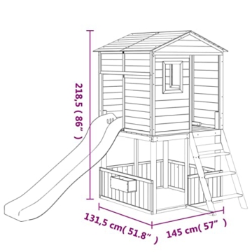 Yolola Spielturm mit Rutsche, Gartenhaus Kinder Spielturm mit Rutsche,Outdoor Kinder Spielturm mit Sandkasten,Spielhaus Kinder Outdoor mit Rutsche,Massives Tannenholz - 6