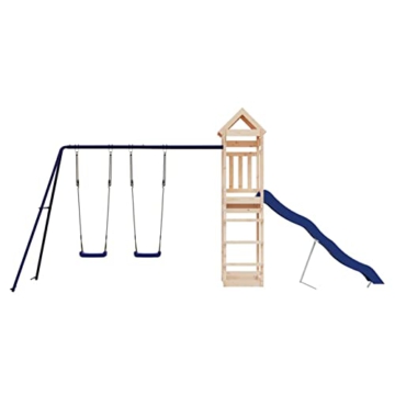 Yolola Spielturm Outdoor Gartenspiele Für Kinder mit Doppelschaukel-Set1 x Wellenrutsche,Kinderrutsche Outdoor,Kindergartenschaukeln Empfohlenes Benutzeralter: 3-8 Jahr Massivholz-11 - 3