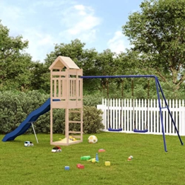 Yolola Spielturm Outdoor Gartenspiele Für Kinder mit Doppelschaukel-Set1 x Wellenrutsche,Kinderrutsche Outdoor,Kindergartenschaukeln Empfohlenes Benutzeralter: 3-8 Jahr Massivholz-11 - 1