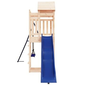 Yolola Spielturm Outdoor Gartenspiele Für Kinder mit Doppelschaukel-Set1 x Wellenrutsche,Kinderrutsche Outdoor,Kindergartenschaukeln Empfohlenes Benutzeralter: 3-8 Jahr Massivholz-11 - 6