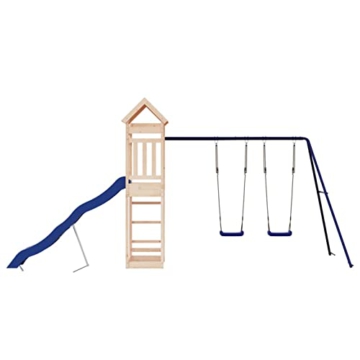 Yolola Spielturm Outdoor Gartenspiele Für Kinder mit Doppelschaukel-Set1 x Wellenrutsche,Kinderrutsche Outdoor,Kindergartenschaukeln Empfohlenes Benutzeralter: 3-8 Jahr Massivholz-11 - 7