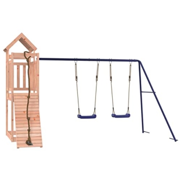 Yolola Spielturm Outdoor Klettergerüst mit Schaukel Outdoor Kinder Kletterturm mit Holzdach, Gartenspiele Für Kinder,Holz Spielplatz Für Garten, Massivholz Kiefer - 2