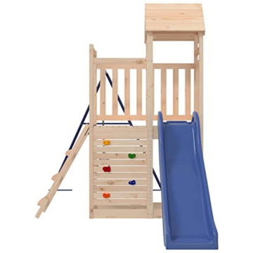 Yolola Spielturm Outdoor Klettergerüst mit Schaukel & Rutsche Outdoor Kinder Kletterturm mit Holzdach, Gartenspiele Für Kinder,Holz Spielplatz Für Garten, Massivholz Kiefer - 4