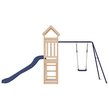 Yolola Spielturm Outdoor Klettergerüst mit Schaukel & Rutsche Outdoor Kinder Kletterturm mit Holzdach, Gartenspiele Für Kinder,Holz Spielplatz Für Garten, Massivholz Kiefer - 6