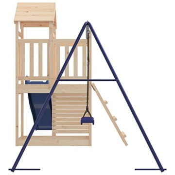 Yolola Spielturm Outdoor Klettergerüst mit Schaukel & Rutsche Outdoor Kinder Kletterturm mit Holzdach, Gartenspiele Für Kinder,Holz Spielplatz Für Garten, Massivholz Kiefer - 7