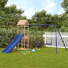 Yolola Spielturm Outdoor Klettergerüst mit Schaukel & Rutsche Outdoor Kinder Kletterturm mit Holzdach, Gartenspiele Für Kinder,Holz Spielplatz Für Garten, Massivholz Kiefer - 1