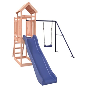 Yolola Spielturm Outdoor Klettergerüst mit Schaukel & Rutsche Outdoor Kinder Kletterturm mit Holzdach, Gartenspiele Für Kinder,Holz Spielplatz Für Garten, Massivholz Kiefer - 3