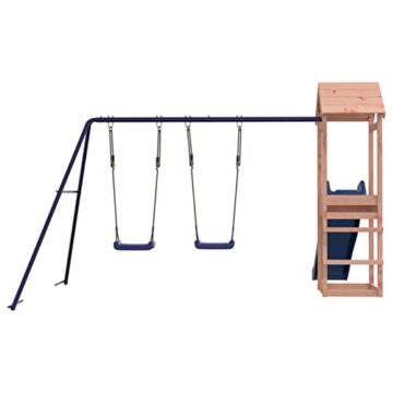 Yolola Spielturm Outdoor Klettergerüst mit Schaukel & Rutsche Outdoor Kinder Kletterturm mit Holzdach, Gartenspiele Für Kinder,Holz Spielplatz Für Garten, Massivholz Kiefer - 7