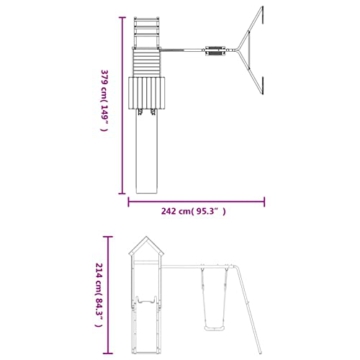 Yolola Spielturm Outdoor Klettergerüst mit Schaukel & Rutsche Outdoor Kinder Kletterturm mit Holzdach, Gartenspiele Für Kinder,Holz Spielplatz Für Garten, Massivholz Kiefer - 9