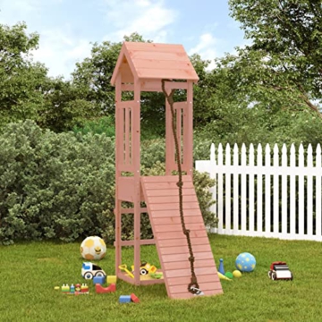 Yolola Spielturm Outdoor Klettergerüst Outdoor Kinder Kletterturm mit Holzdach, Gartenspiele Für Kinder,Holz Spielplatz Für Garten, Massivholz Kiefer - 1